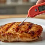 seasoned raw chicken breasts arranged on parchment-lined baking sheet with herbs and spices ready for oven cooking