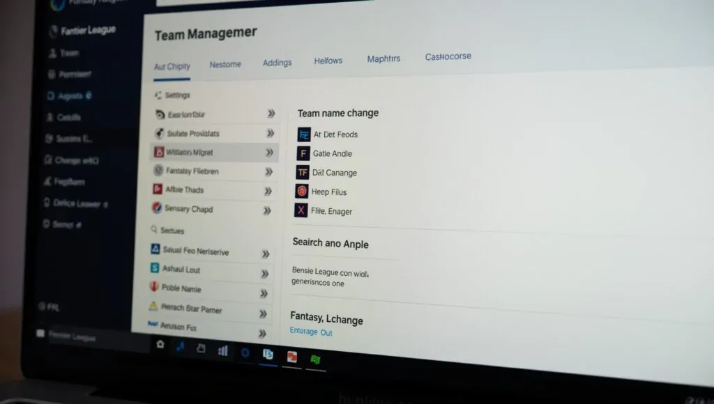 fantasy premier league website dashboard displaying team management settings with name change option highlighted