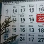 desktop calendar showing highlighted fridays from august to december 2025 with christmas day marked, displaying weekly countdown to holiday