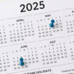 2025 uk bank holidays calendar with marked dates