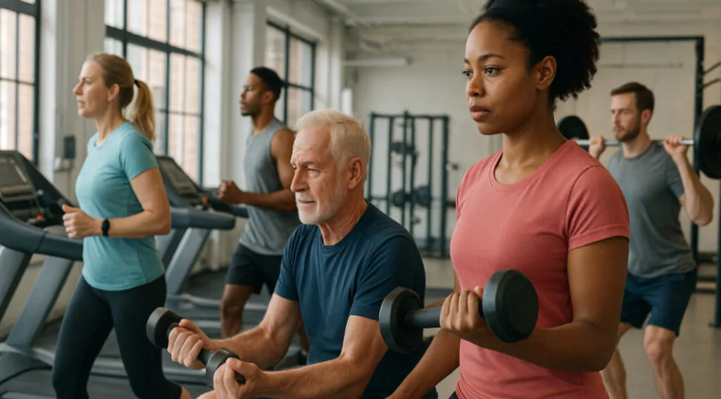 diverse uk exercising gym different activity levels calorie needs